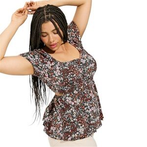 Torrid Babydoll Rayon Slub Side Cutouts Top - Size: L (12) Like New